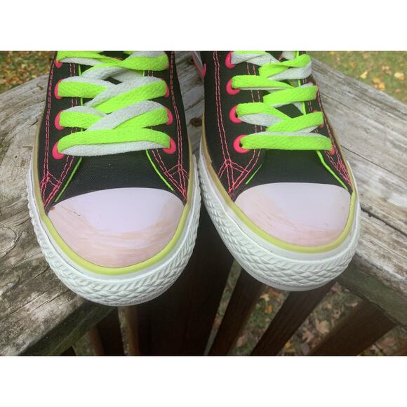 Converse Double Layer Black Hot Pink Neon Green Women 8 / Men 6 Unique Shoes - Picture 6 of 9